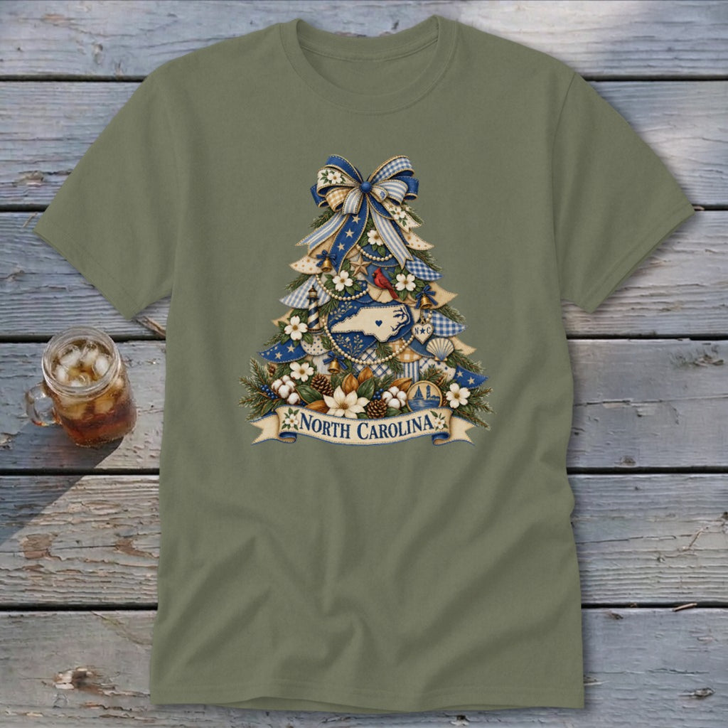 North Carolina Faux Patchwork Christmas Tree Classic Tee