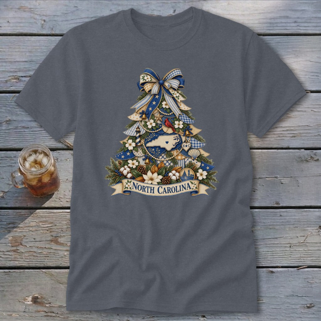 North Carolina Faux Patchwork Christmas Tree Classic Tee