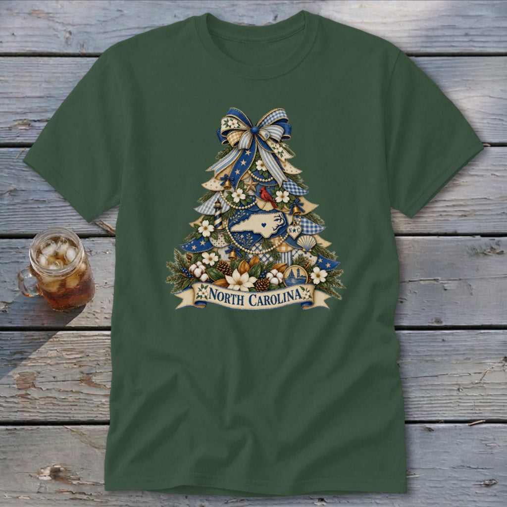 North Carolina Faux Patchwork Christmas Tree Classic Tee