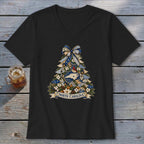 North Carolina Faux Patchwork Christmas Tree V-neck