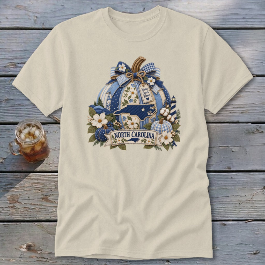 North Carolina Faux Patchwork Pumpkin Classic Tee