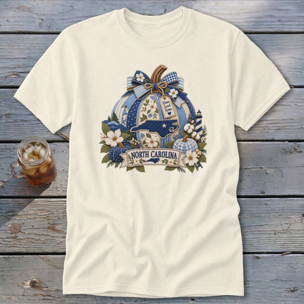 North Carolina Faux Patchwork Pumpkin Classic Tee