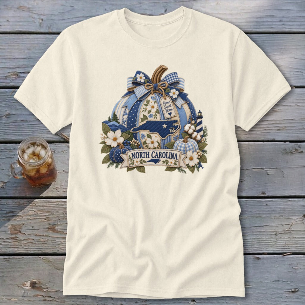 North Carolina Faux Patchwork Pumpkin Classic Tee