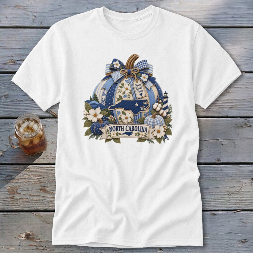 North Carolina Faux Patchwork Pumpkin Classic Tee