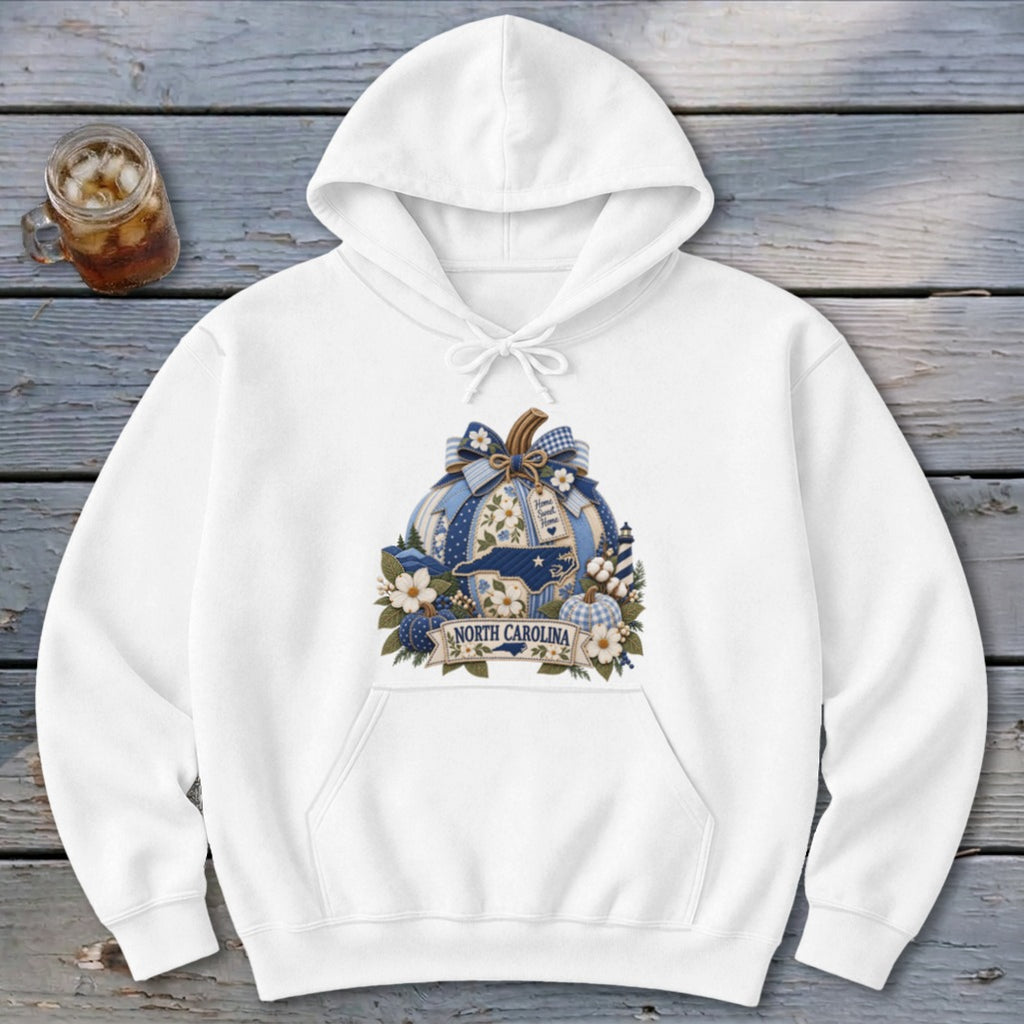 North Carolina Faux Patchwork Pumpkin Hoodie