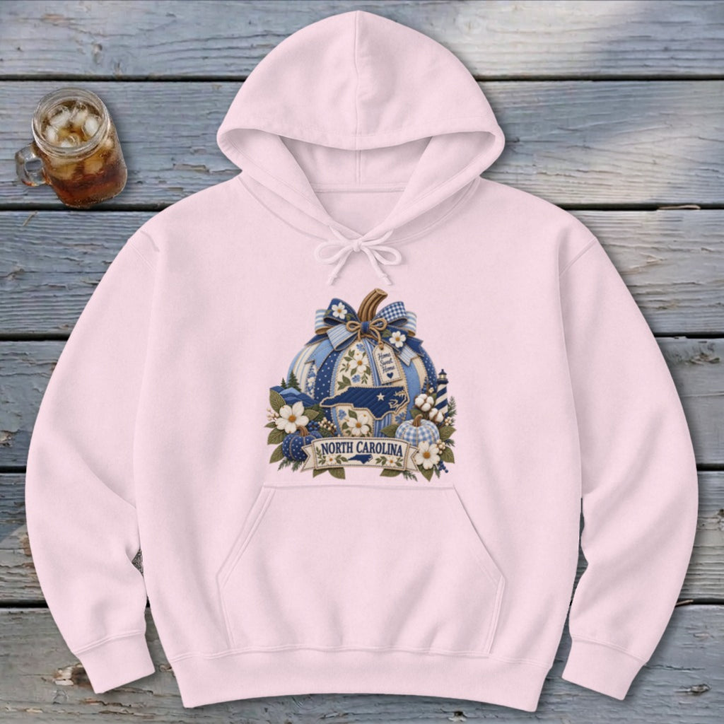 North Carolina Faux Patchwork Pumpkin Hoodie