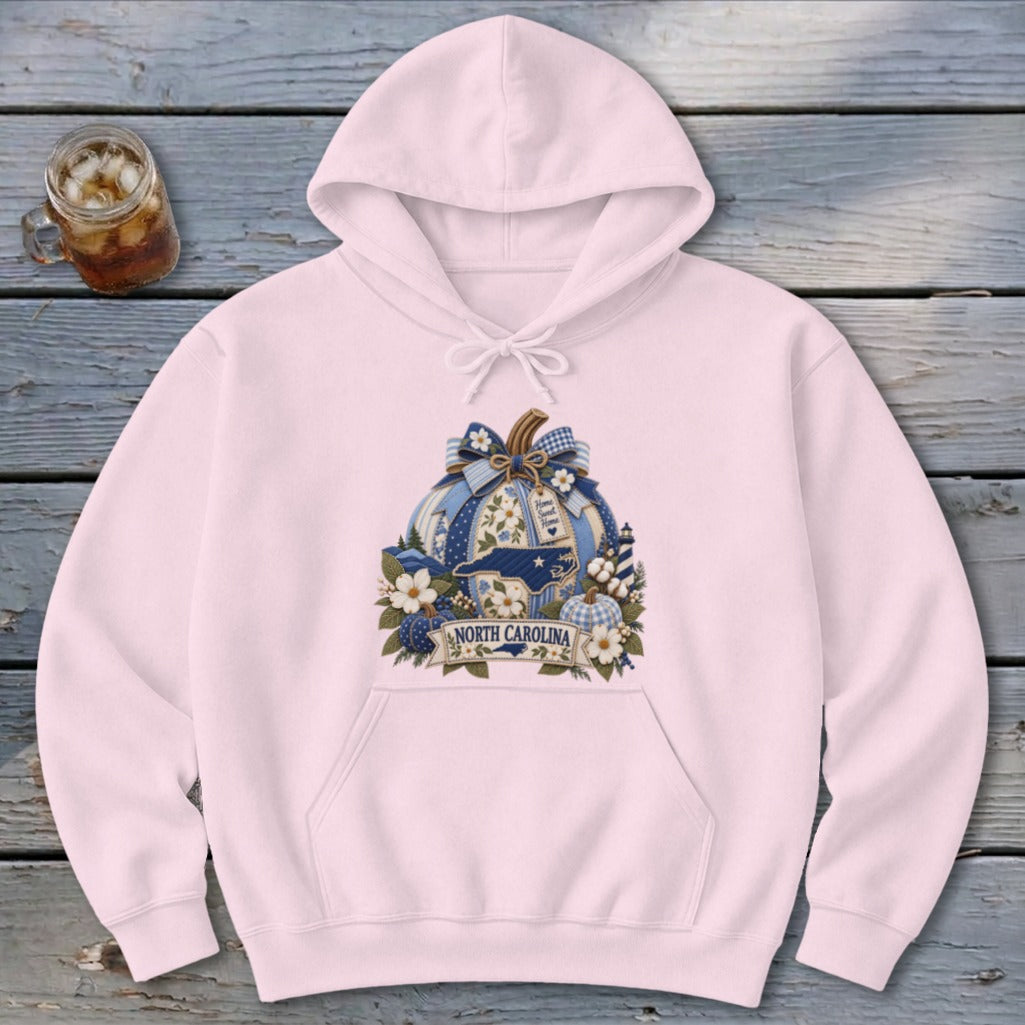 North Carolina Faux Patchwork Pumpkin Hoodie