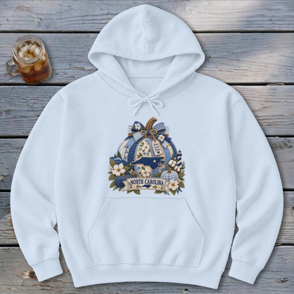 North Carolina Faux Patchwork Pumpkin Hoodie