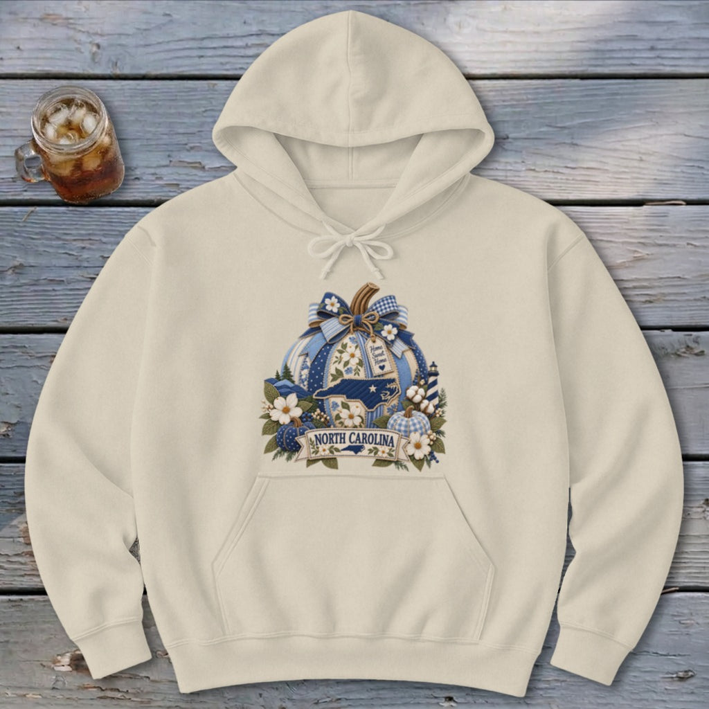 North Carolina Faux Patchwork Pumpkin Hoodie