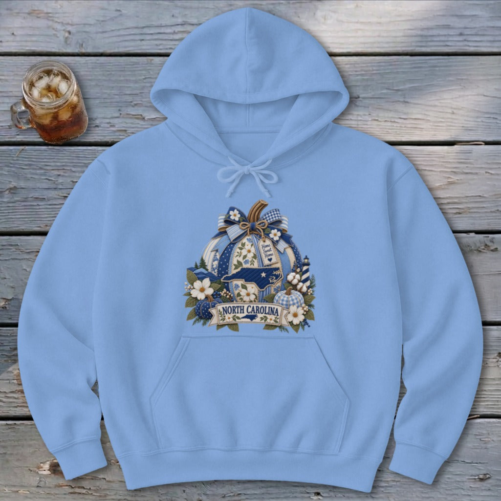 North Carolina Faux Patchwork Pumpkin Hoodie