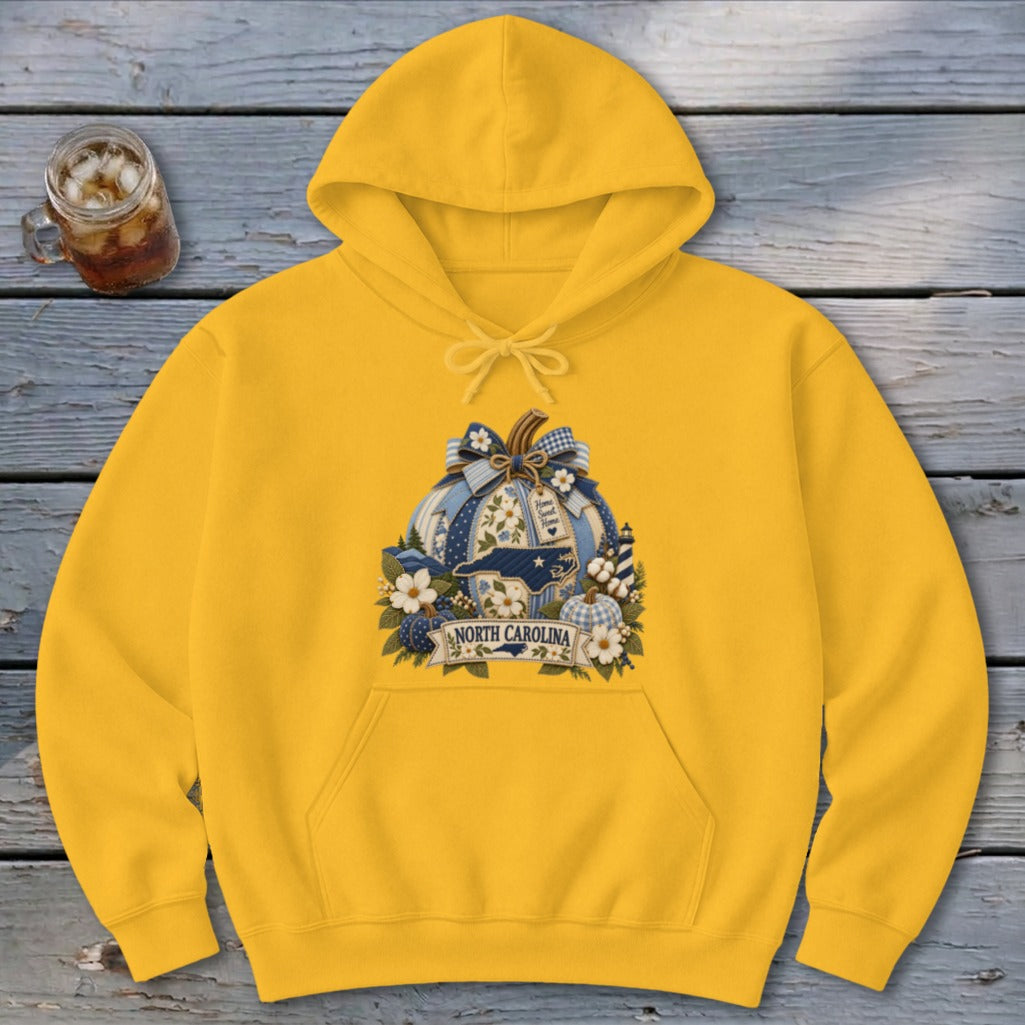 North Carolina Faux Patchwork Pumpkin Hoodie
