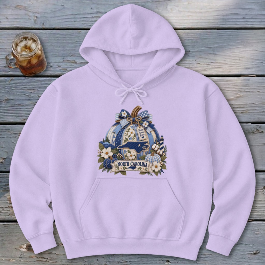 North Carolina Faux Patchwork Pumpkin Hoodie