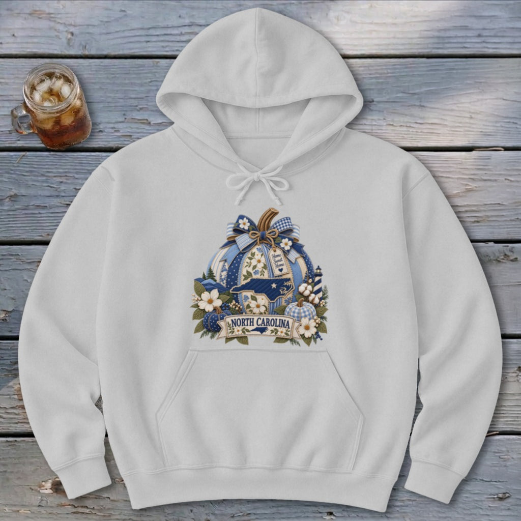 North Carolina Faux Patchwork Pumpkin Hoodie
