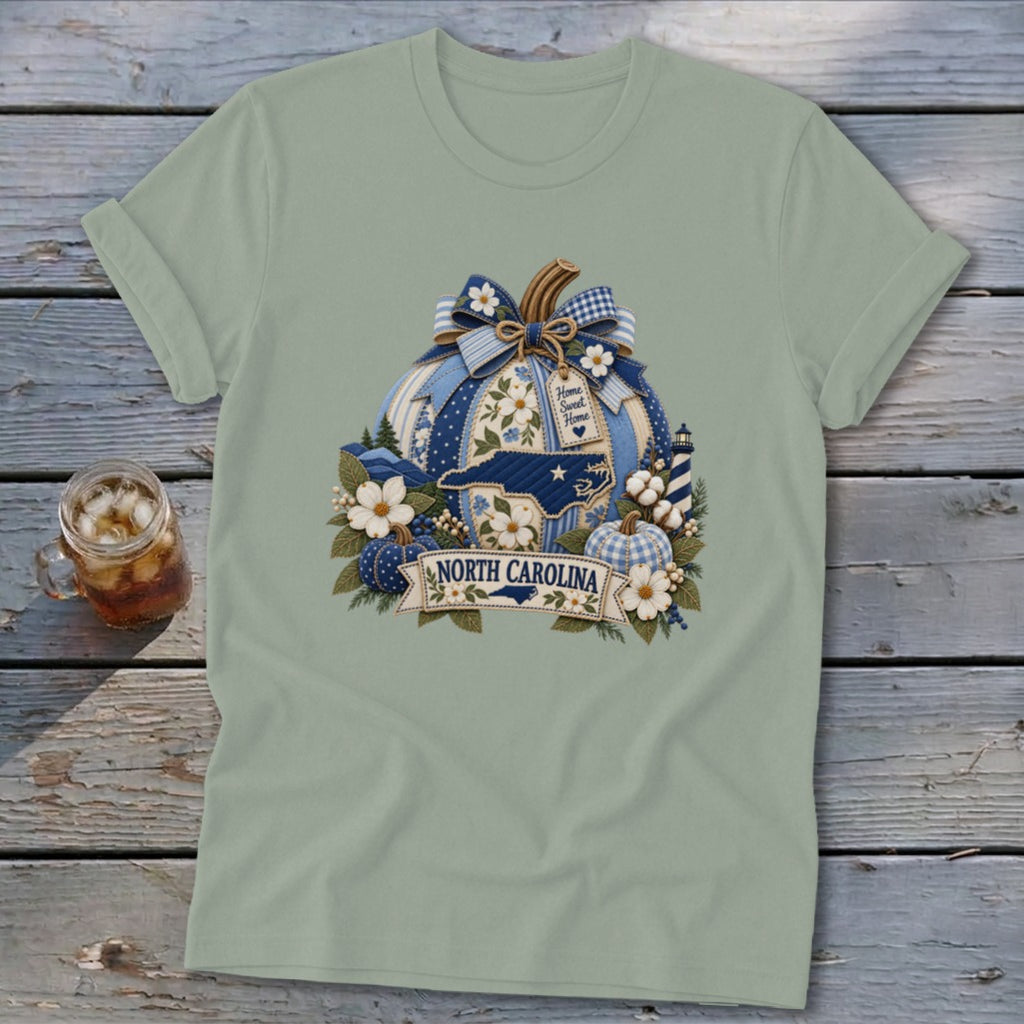 North Carolina Faux Patchwork Pumpkin Softstyle Tee