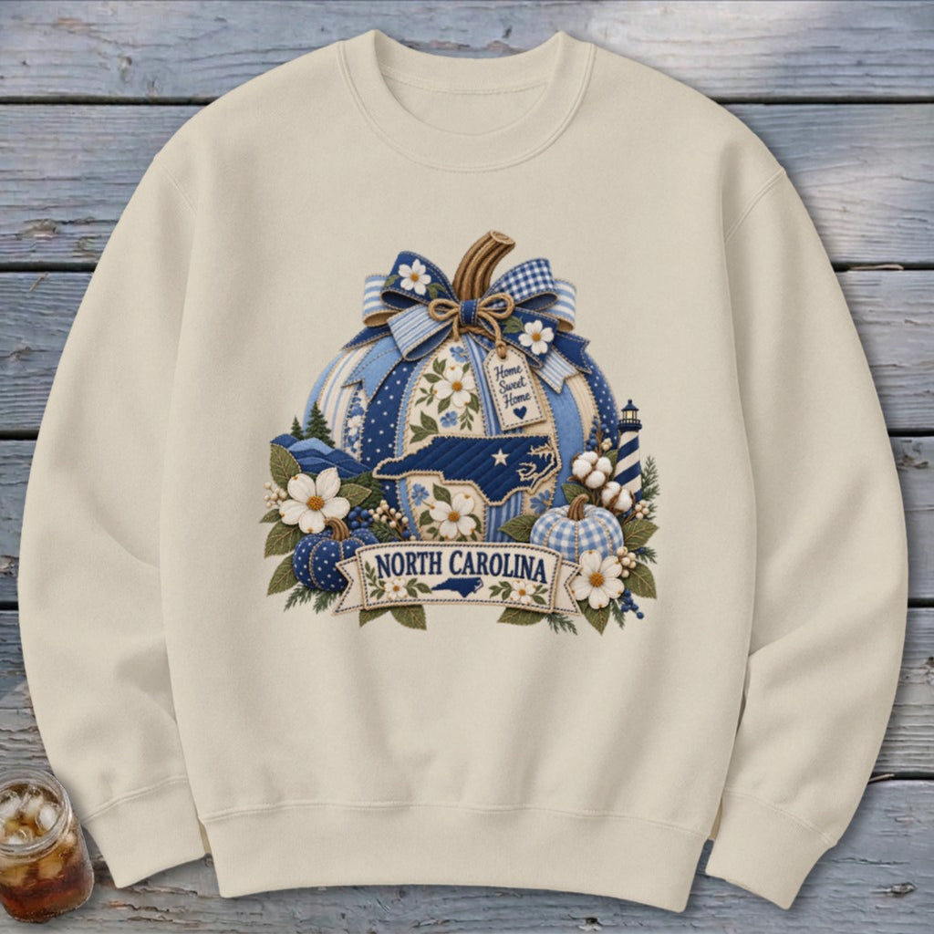 North Carolina Faux Patchwork Pumpkin Sweatshirt