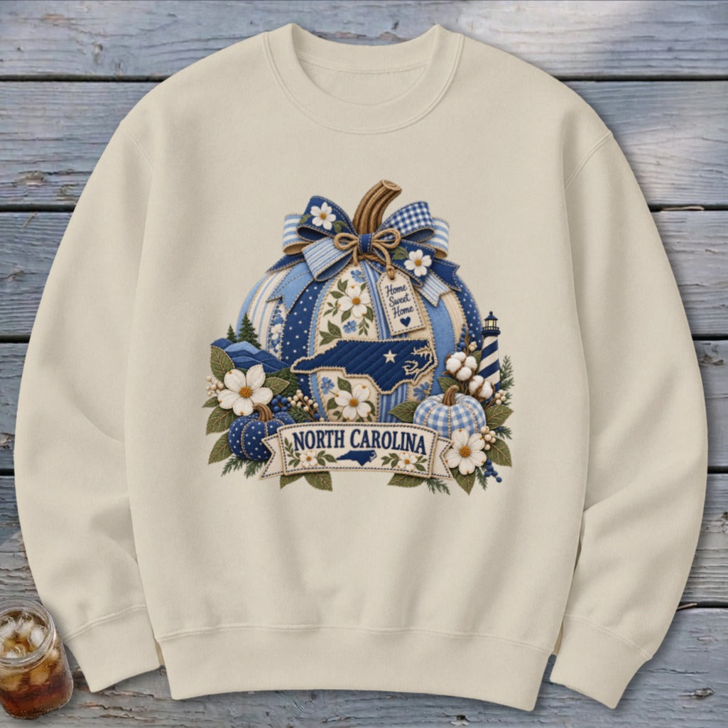 North Carolina Faux Patchwork Pumpkin Sweatshirt