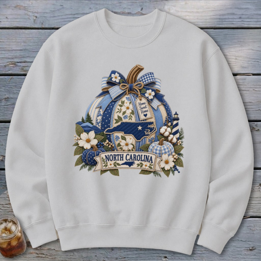 North Carolina Faux Patchwork Pumpkin Sweatshirt