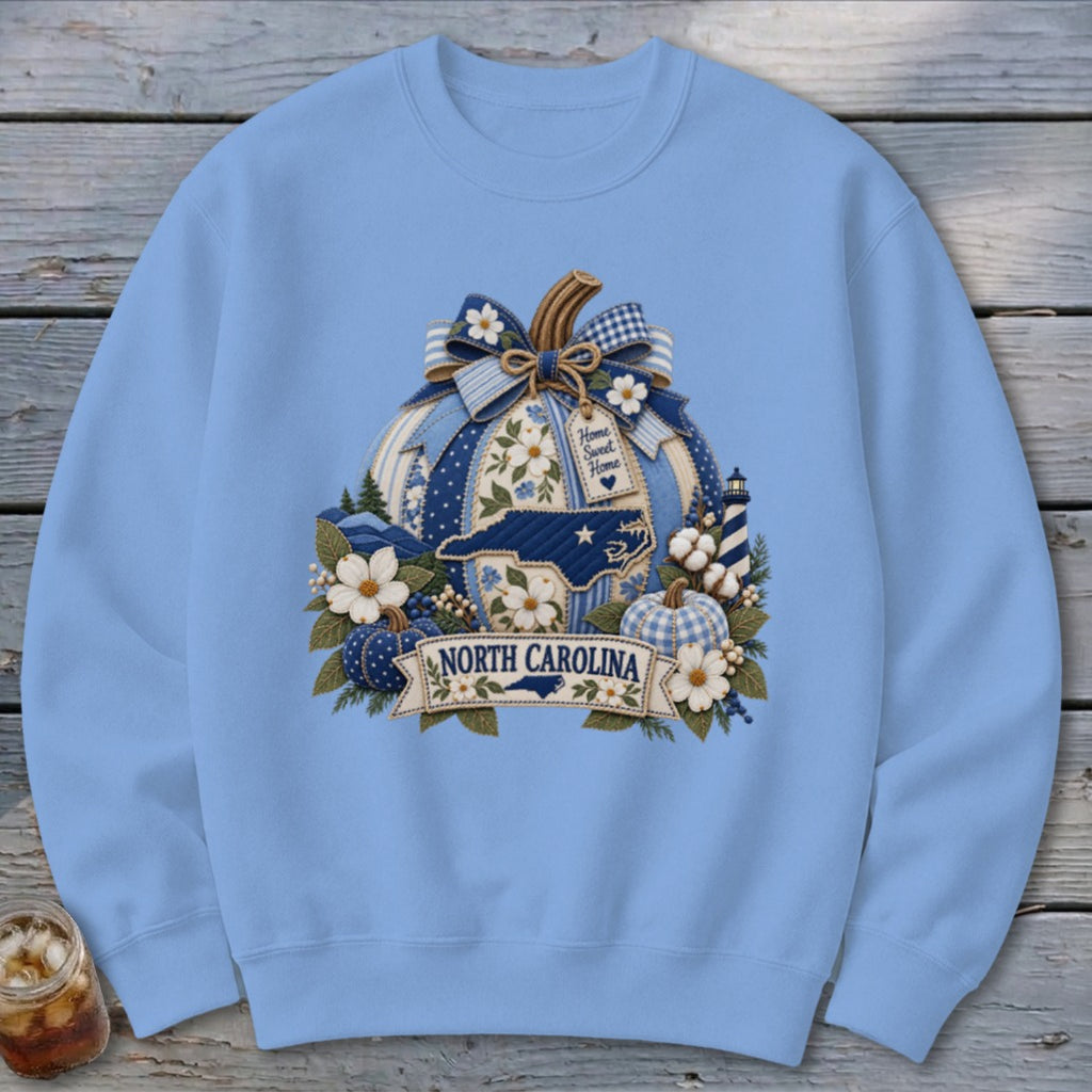 North Carolina Faux Patchwork Pumpkin Sweatshirt