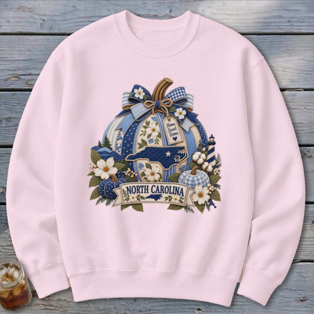 North Carolina Faux Patchwork Pumpkin Sweatshirt