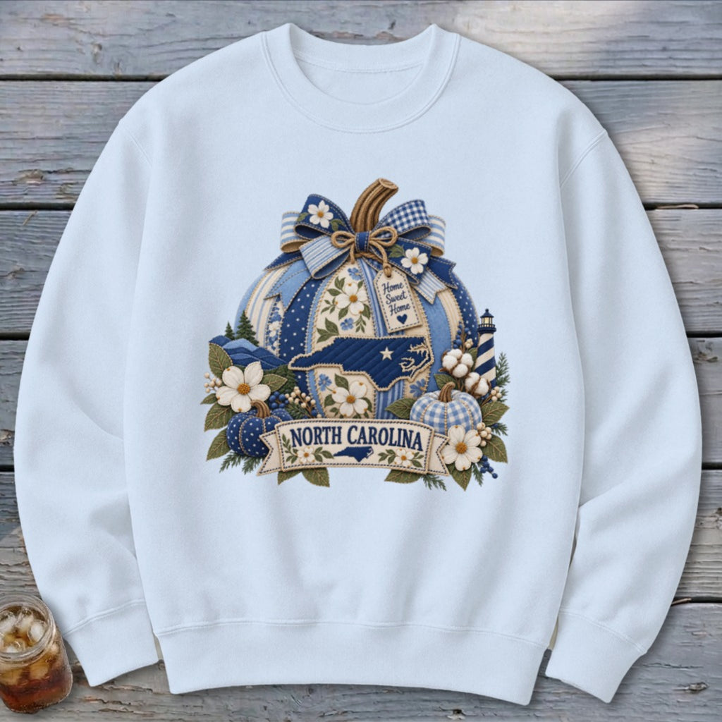 North Carolina Faux Patchwork Pumpkin Sweatshirt