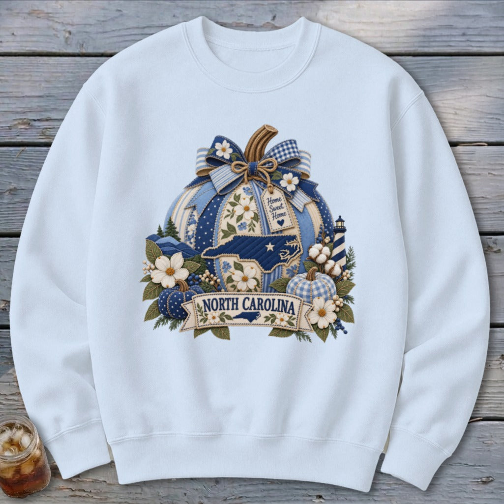 North Carolina Faux Patchwork Pumpkin Sweatshirt