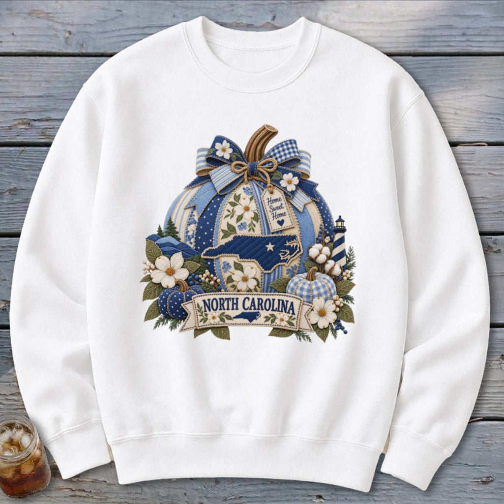 North Carolina Faux Patchwork Pumpkin Sweatshirt