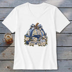 North Carolina Faux Patchwork Pumpkin V-neck