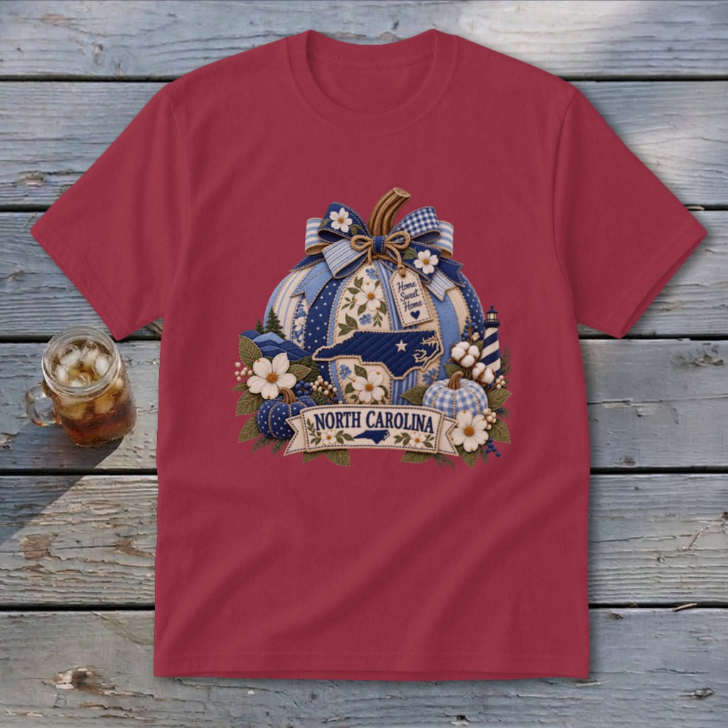 North Carolina Faux Patchwork Pumpkin Youth Tee
