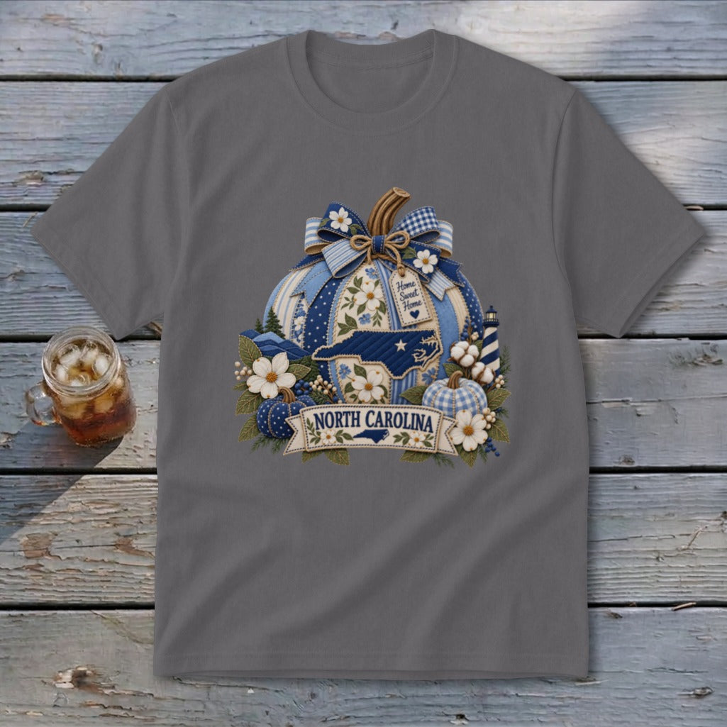 North Carolina Faux Patchwork Pumpkin Youth Tee