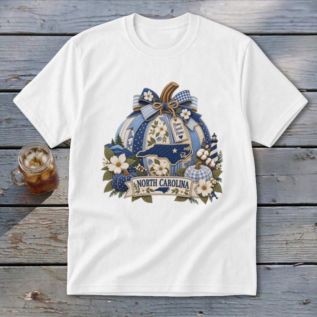 North Carolina Faux Patchwork Pumpkin Youth Tee
