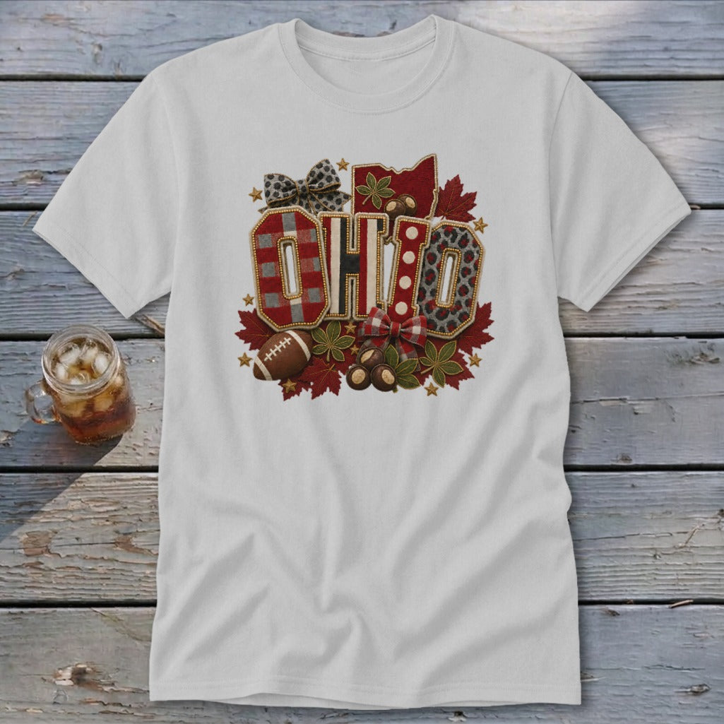 Ohio Faux Chenille Fall Patch Classic Tee