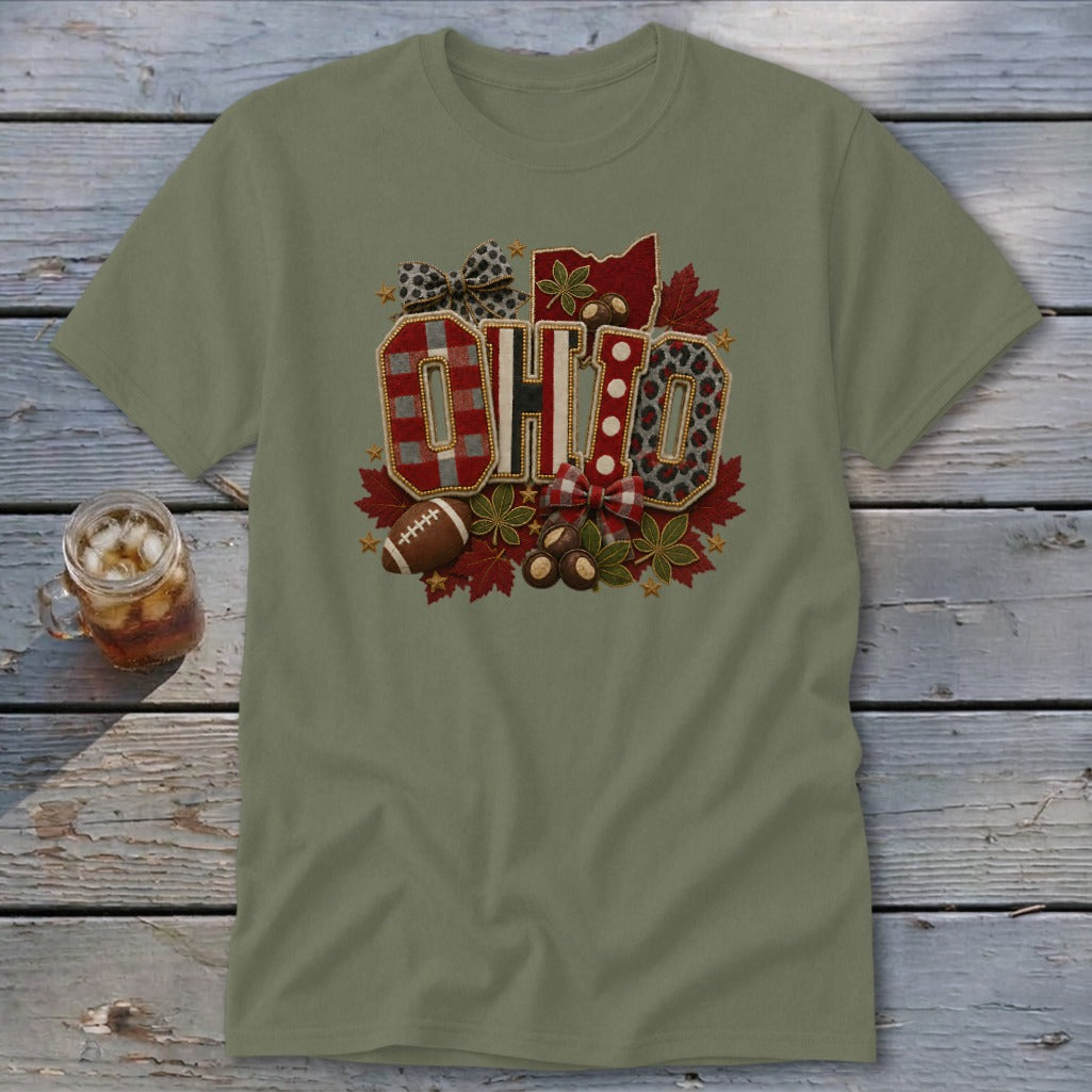 Ohio Faux Chenille Fall Patch Classic Tee