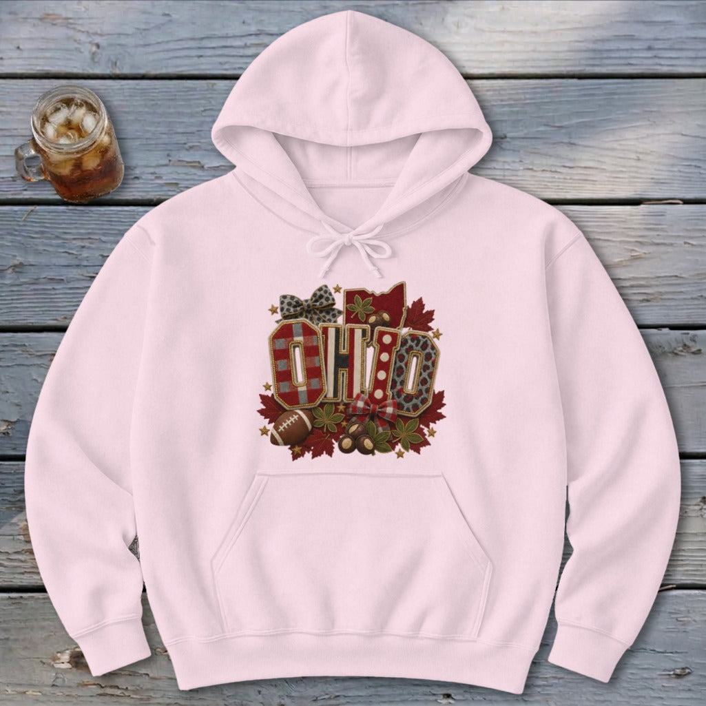Ohio Faux Chenille Fall Patch Hoodie