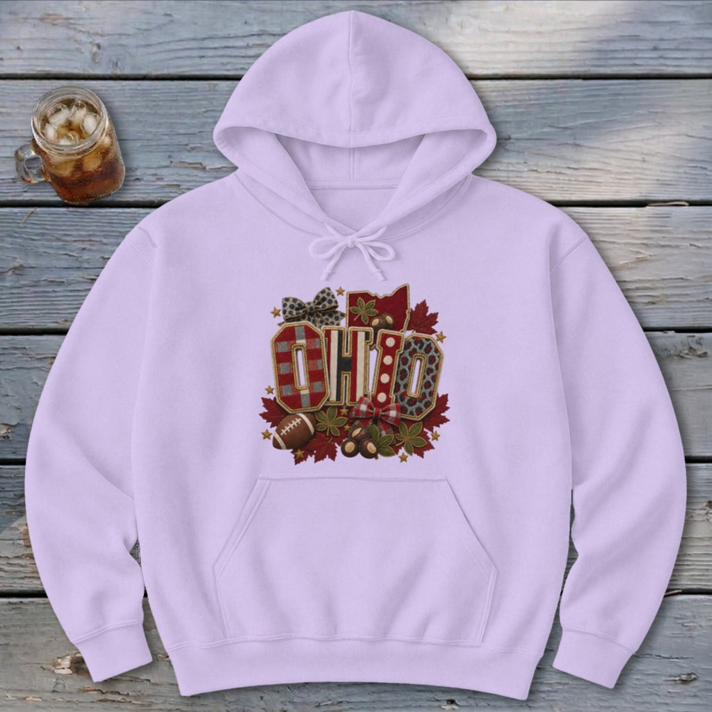 Ohio Faux Chenille Fall Patch Hoodie