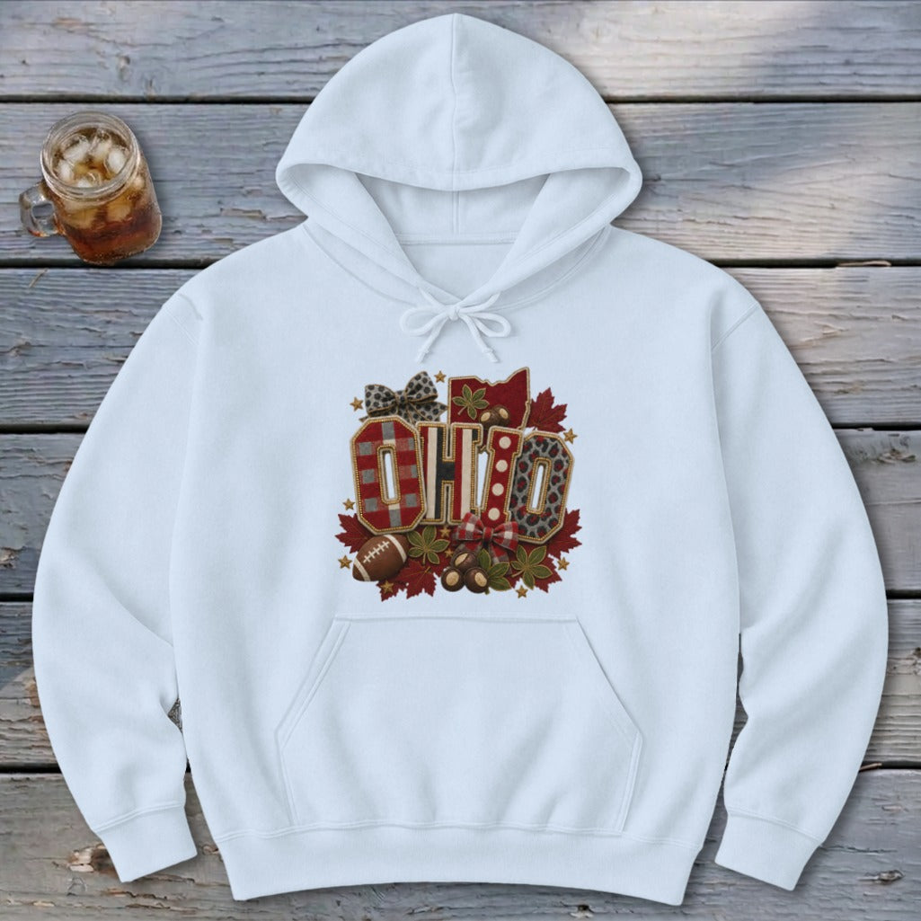 Ohio Faux Chenille Fall Patch Hoodie
