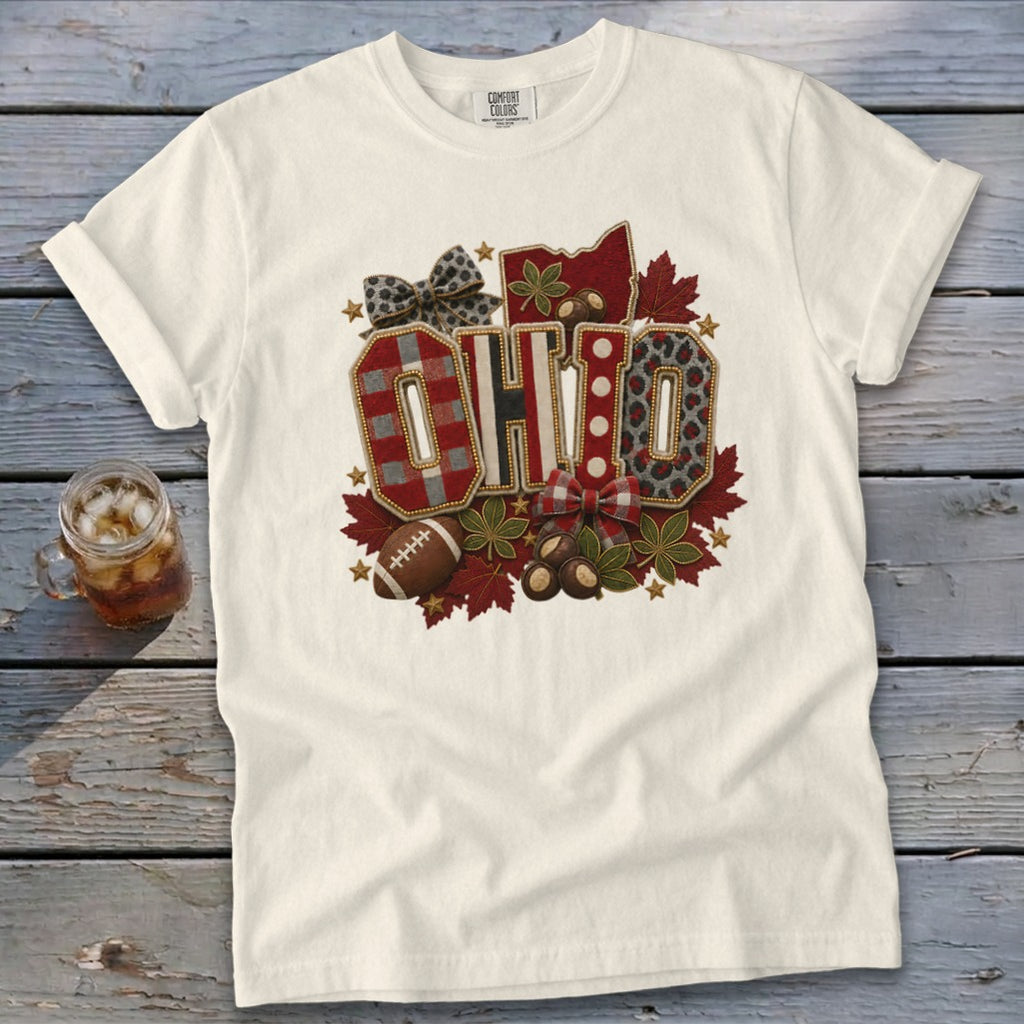 Ohio Faux Chenille Fall Patch Signature Tee