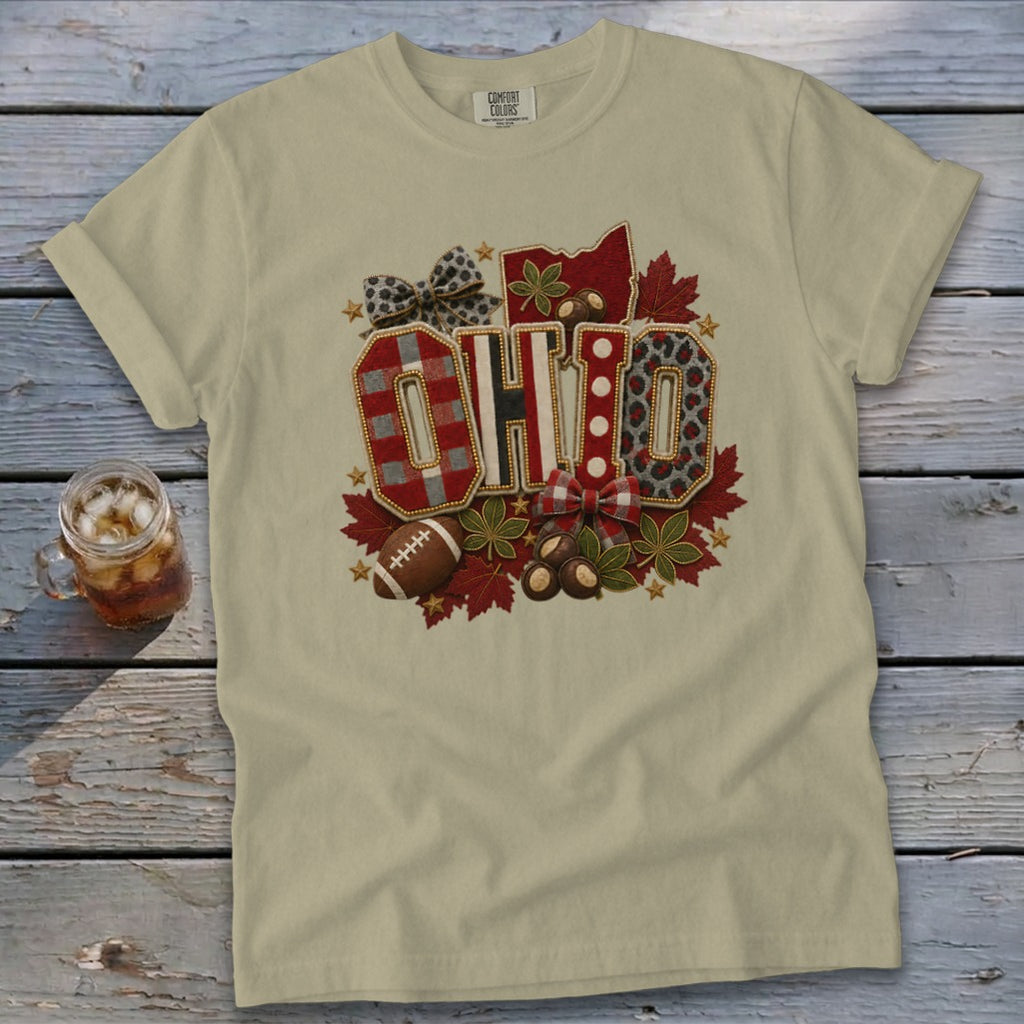 Ohio Faux Chenille Fall Patch Signature Tee