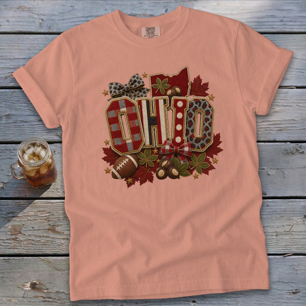 Ohio Faux Chenille Fall Patch Signature Tee