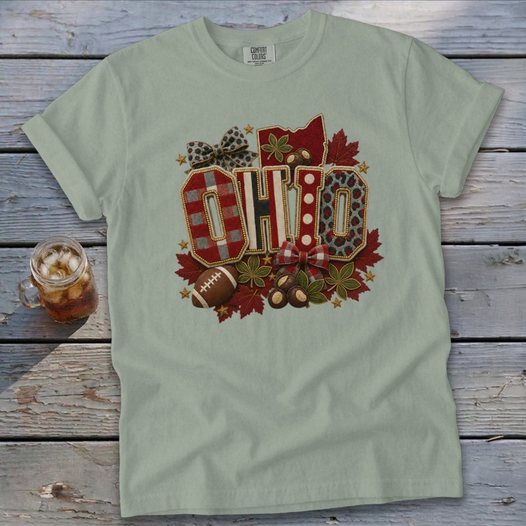 Ohio Faux Chenille Fall Patch Signature Tee