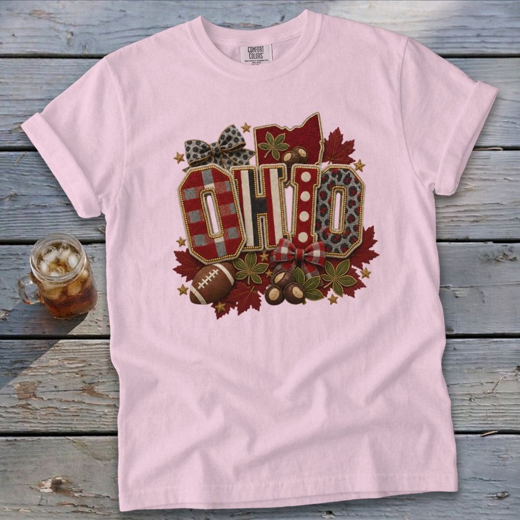 Ohio Faux Chenille Fall Patch Signature Tee