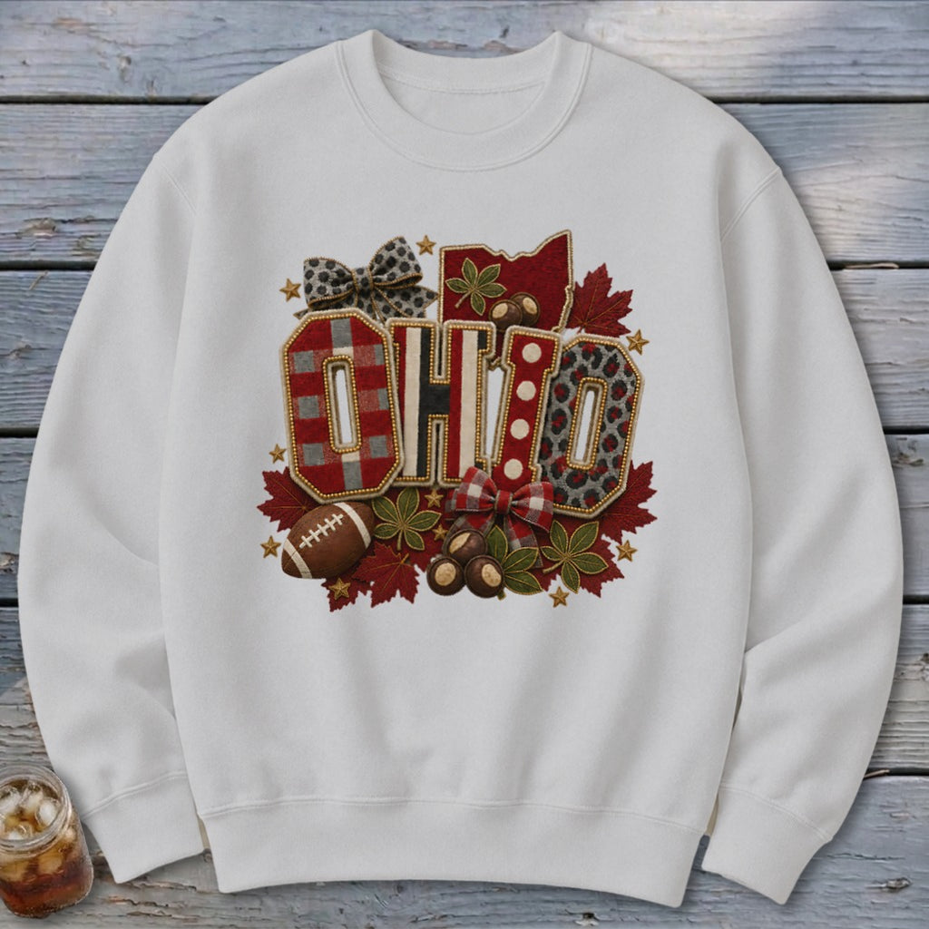 Ohio Faux Chenille Fall Patch Sweatshirt