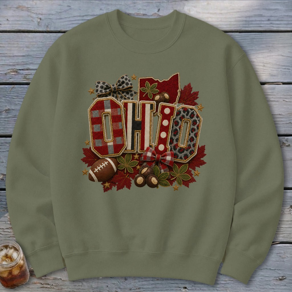 Ohio Faux Chenille Fall Patch Sweatshirt