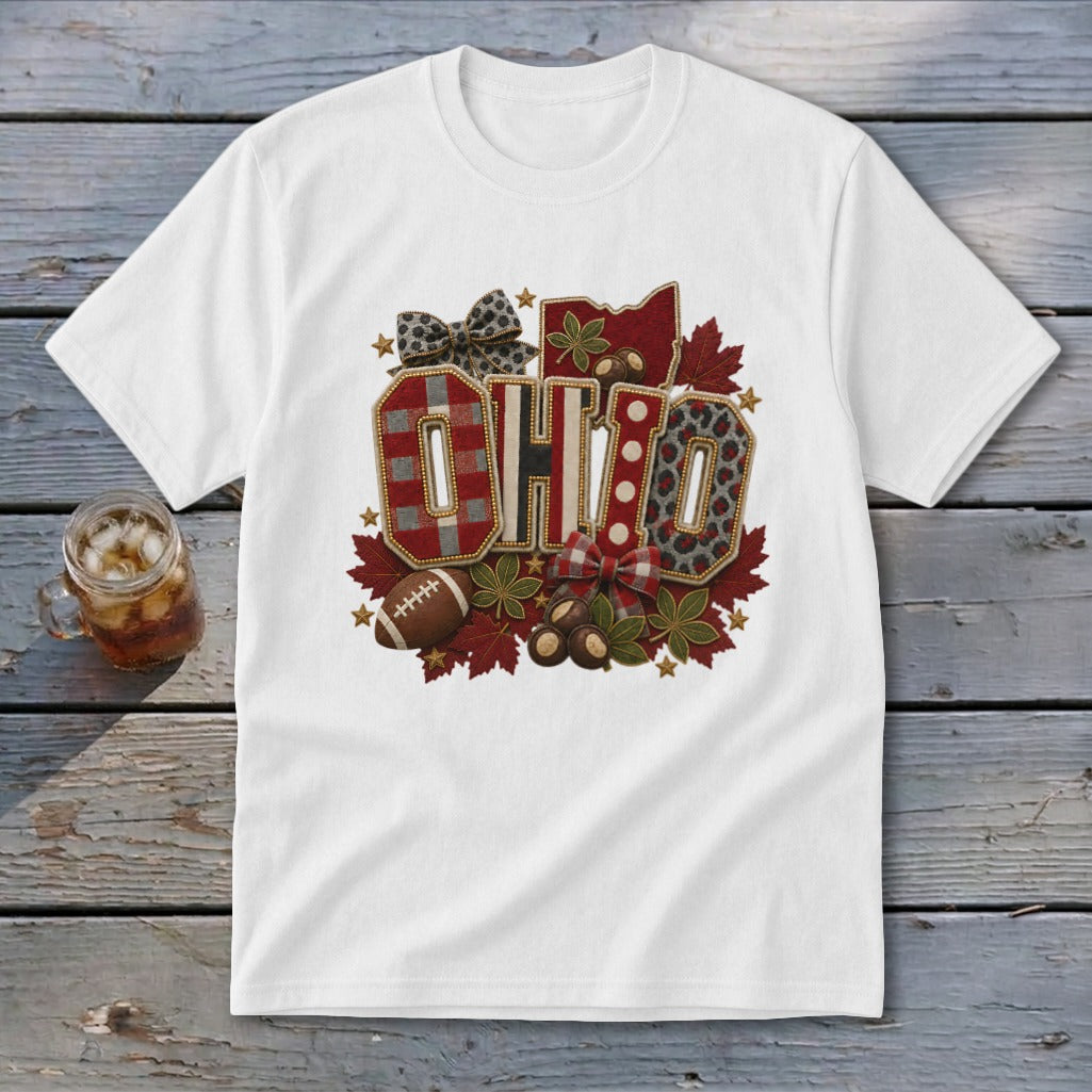 Ohio Faux Chenille Fall Patch Youth Tee