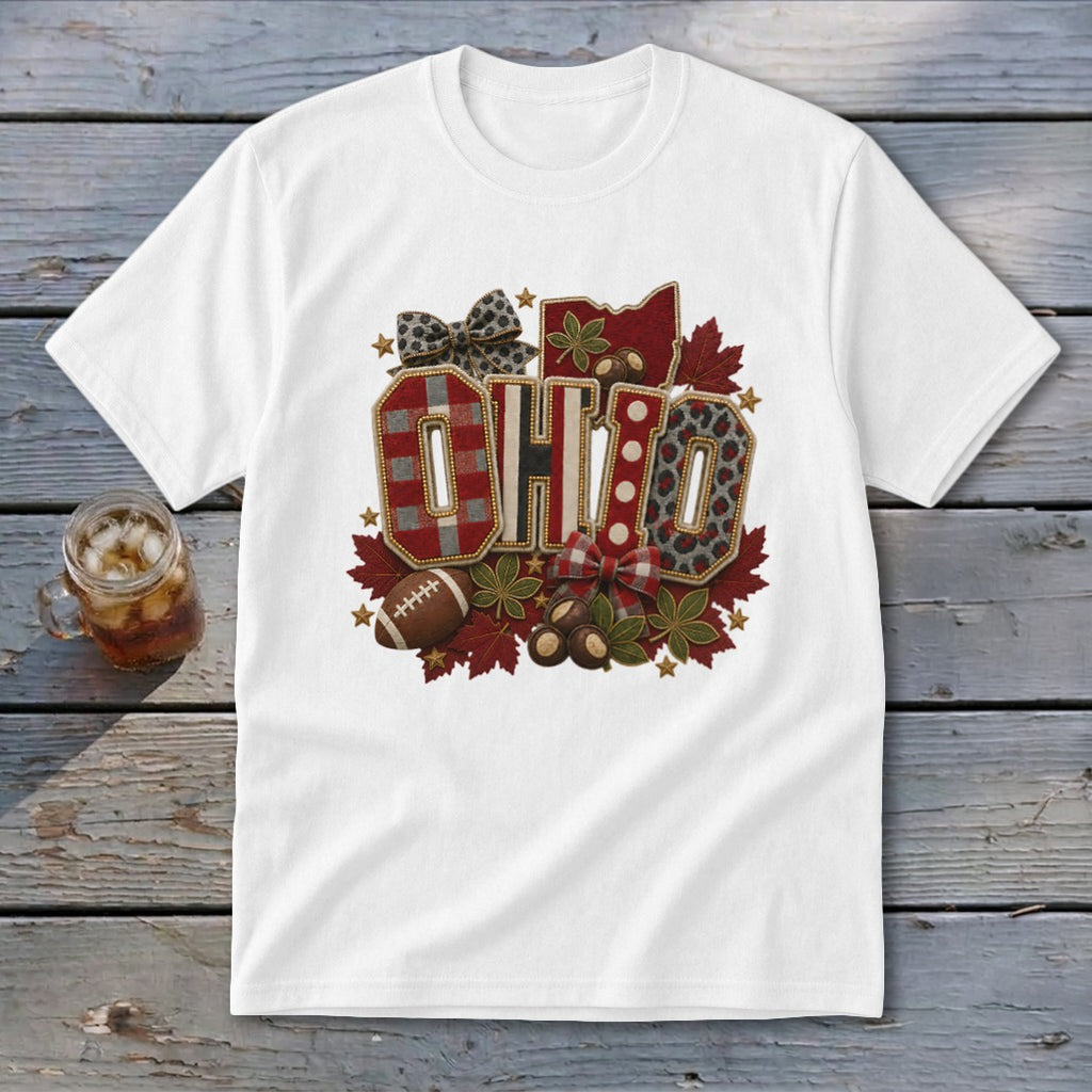 Ohio Faux Chenille Fall Patch Youth Tee