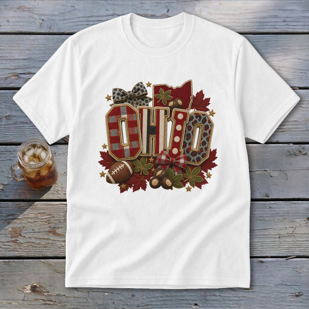 Ohio Faux Chenille Fall Patch Youth Tee