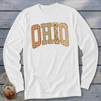 Ohio Faux Embroidery Letters Long Sleeve Tee