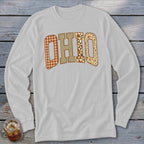 Ohio Faux Embroidery Letters Long Sleeve Tee