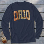 Ohio Faux Embroidery Letters Long Sleeve Tee