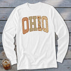 Ohio Faux Embroidery Letters Long Sleeve Tee