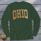 Ohio Faux Embroidery Letters Long Sleeve Tee
